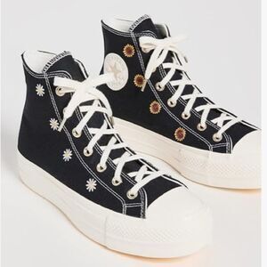 Converse Sneakers Lift Platform Sunflower HighTops Chuck Taylor Black Size 7.5